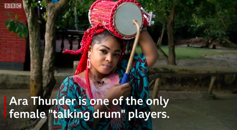 BBC Africa Profiles Ara Thunder on being a Female Talking Drum player in | Watch | BellaNaija