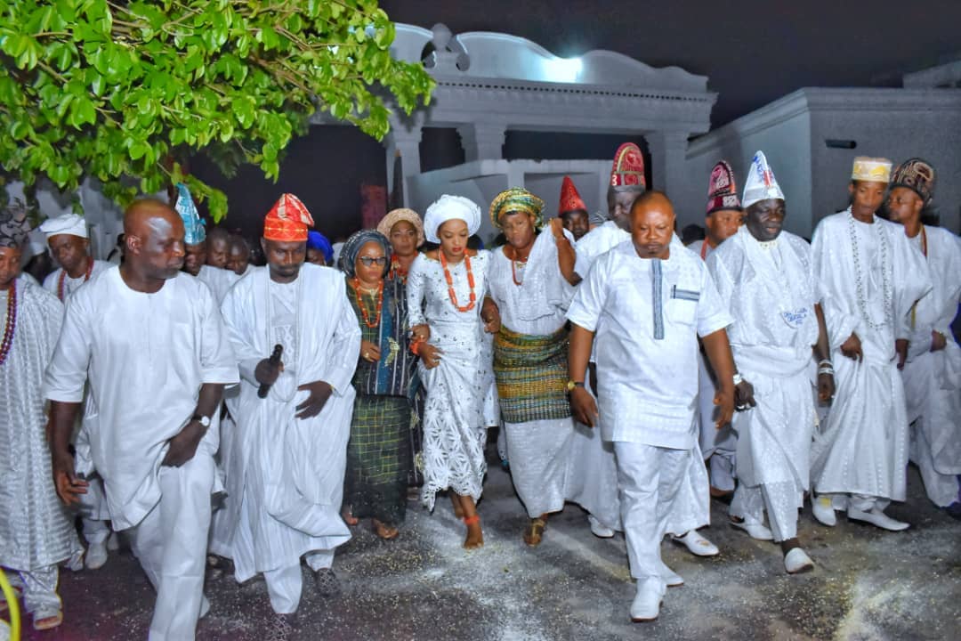 Image result for photos as the Ooni of Ife welcomes his new queen to his palace