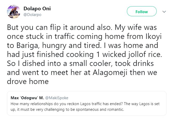 BN Sweet Spot: Sharing Jollof with your Wife in Lagos Traffic just might be the most Romantic Thing | BellaNaija