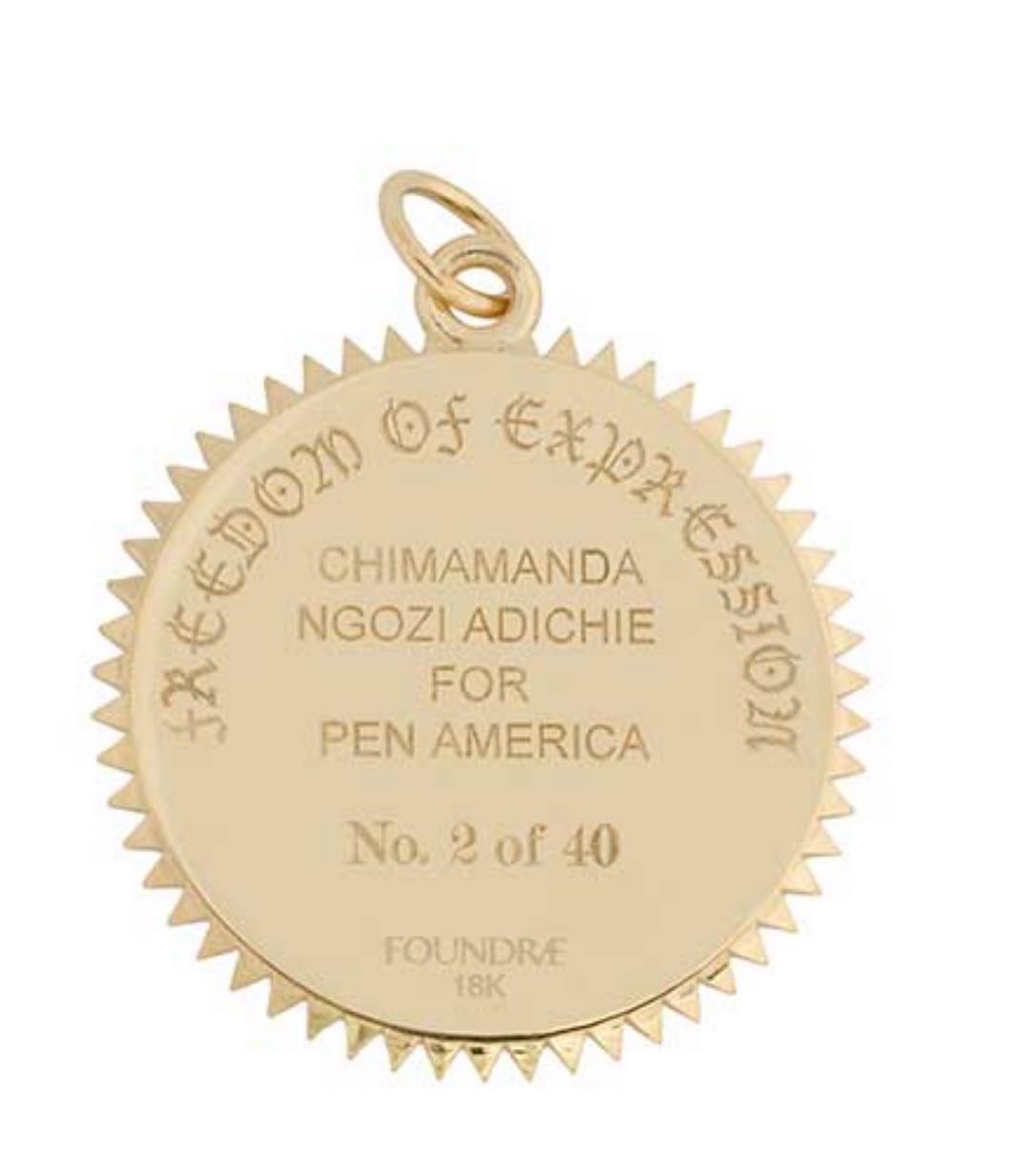 Chimamanda Adichie designs limited medallions  with a powerful meaning