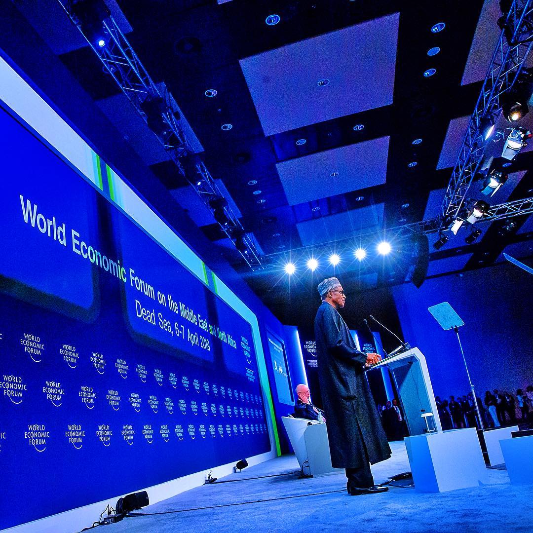 Buhari highlights cause of conflict in Nigeria at World Economic Forum - BellaNaija