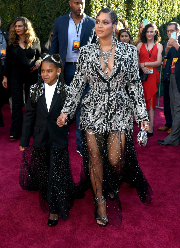 Beyoncé & Daughter Blue Ivy Twin in Matching Bejeweled Outfits