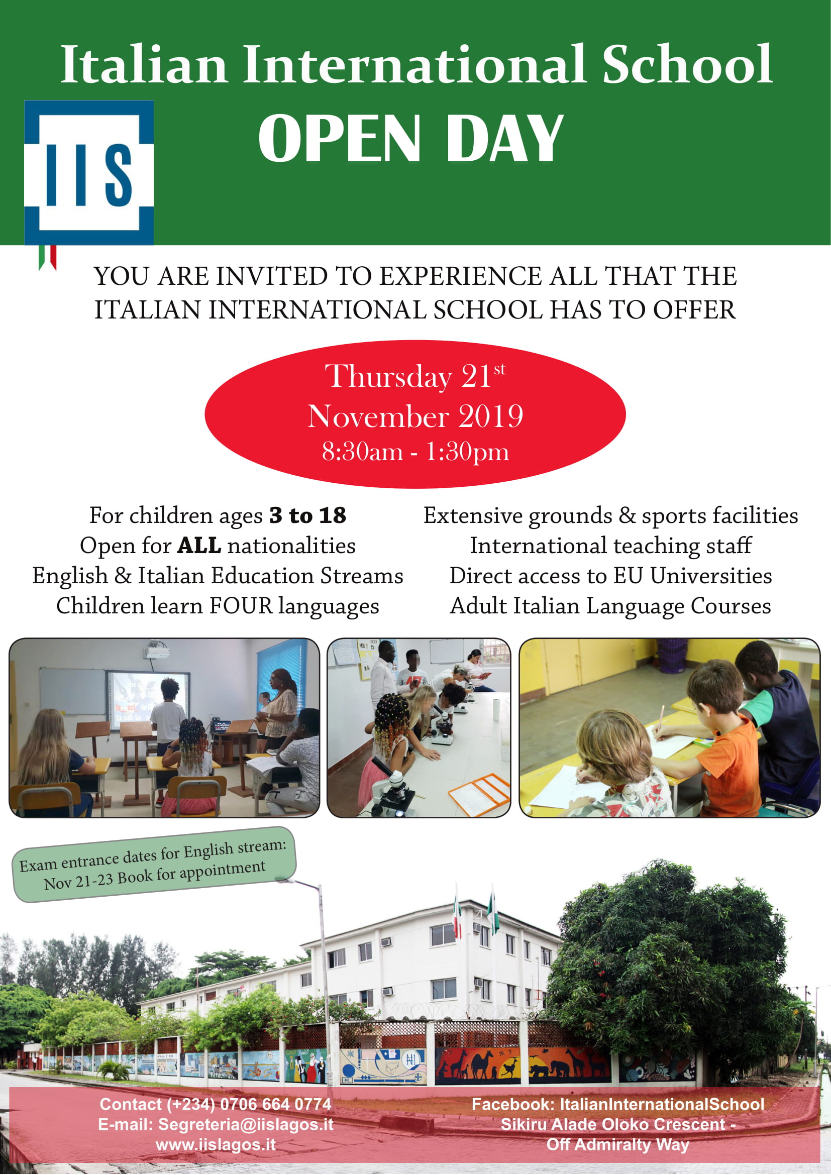 Italian International school is inviting you to its Open Day