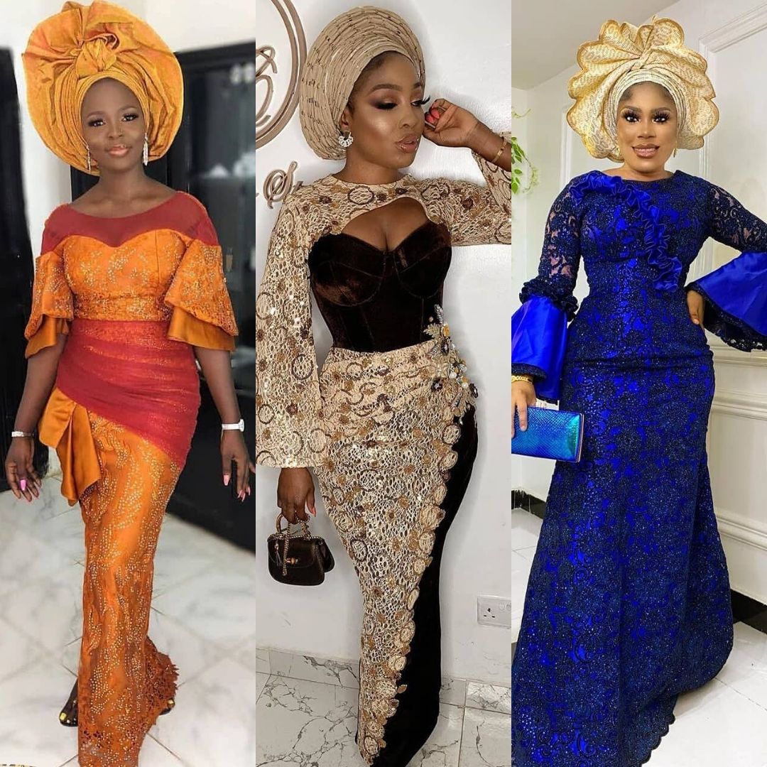 navy blue aso ebi styles