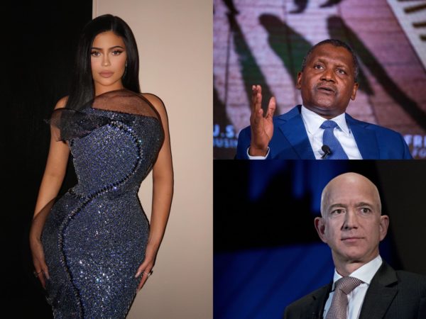 aliko dangote kylie jenner jeff bezos