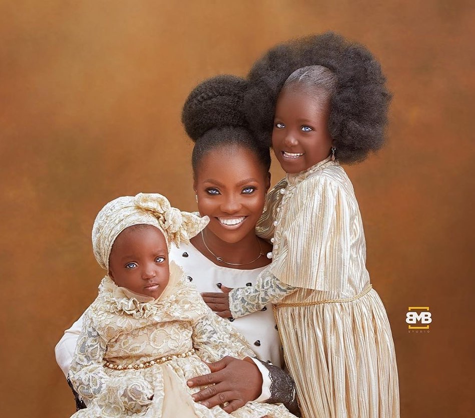 These Beautiful Photos of Blue-Eyed Risikat & Her Adorable Kids Kaosarat &  Hassanat will Make You Smile | BellaNaija