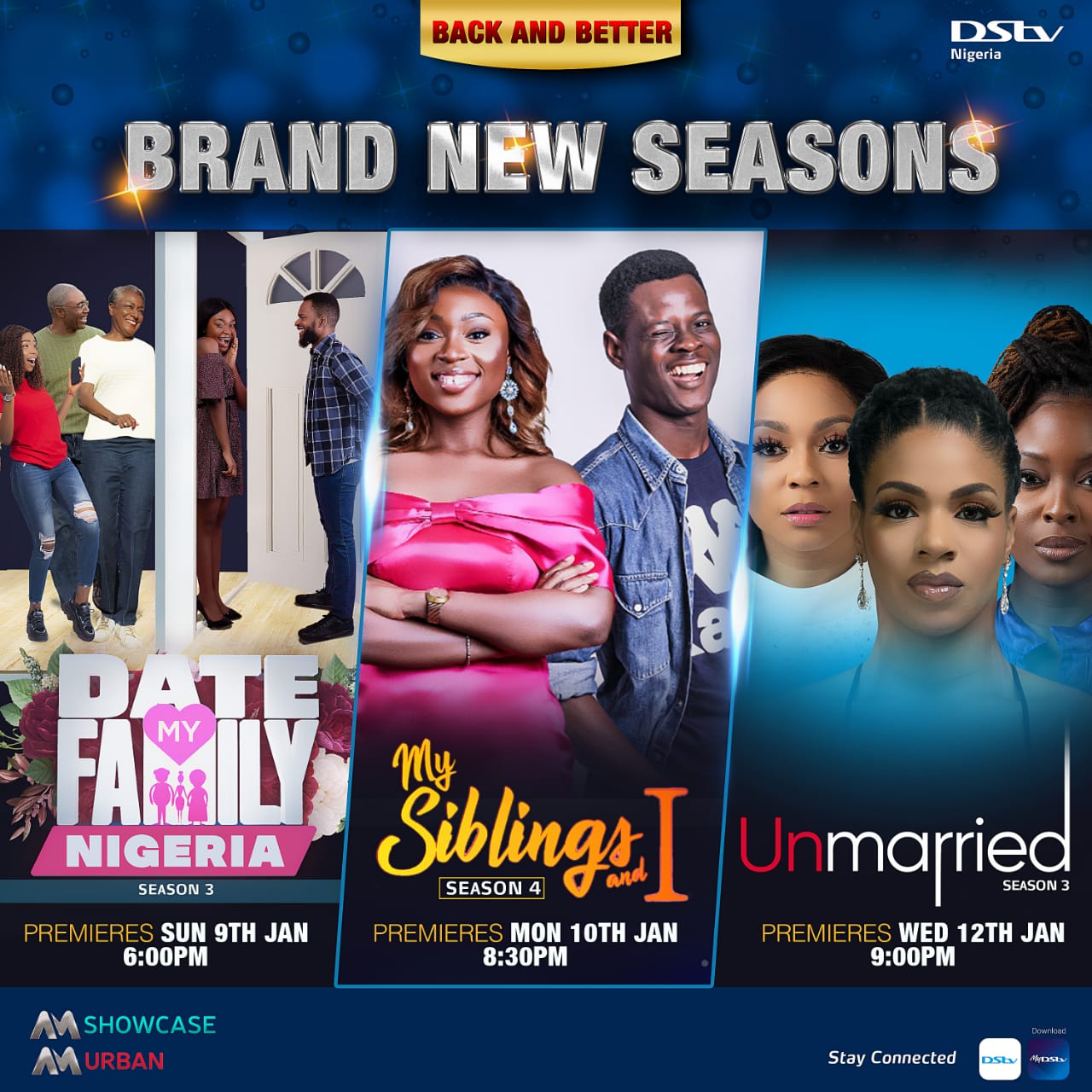 Get ready for an amazing January as Africa Magic Premiers New Seasons of Date  my Family Nigeria, Unmarried and My Siblings and I | BellaNaija