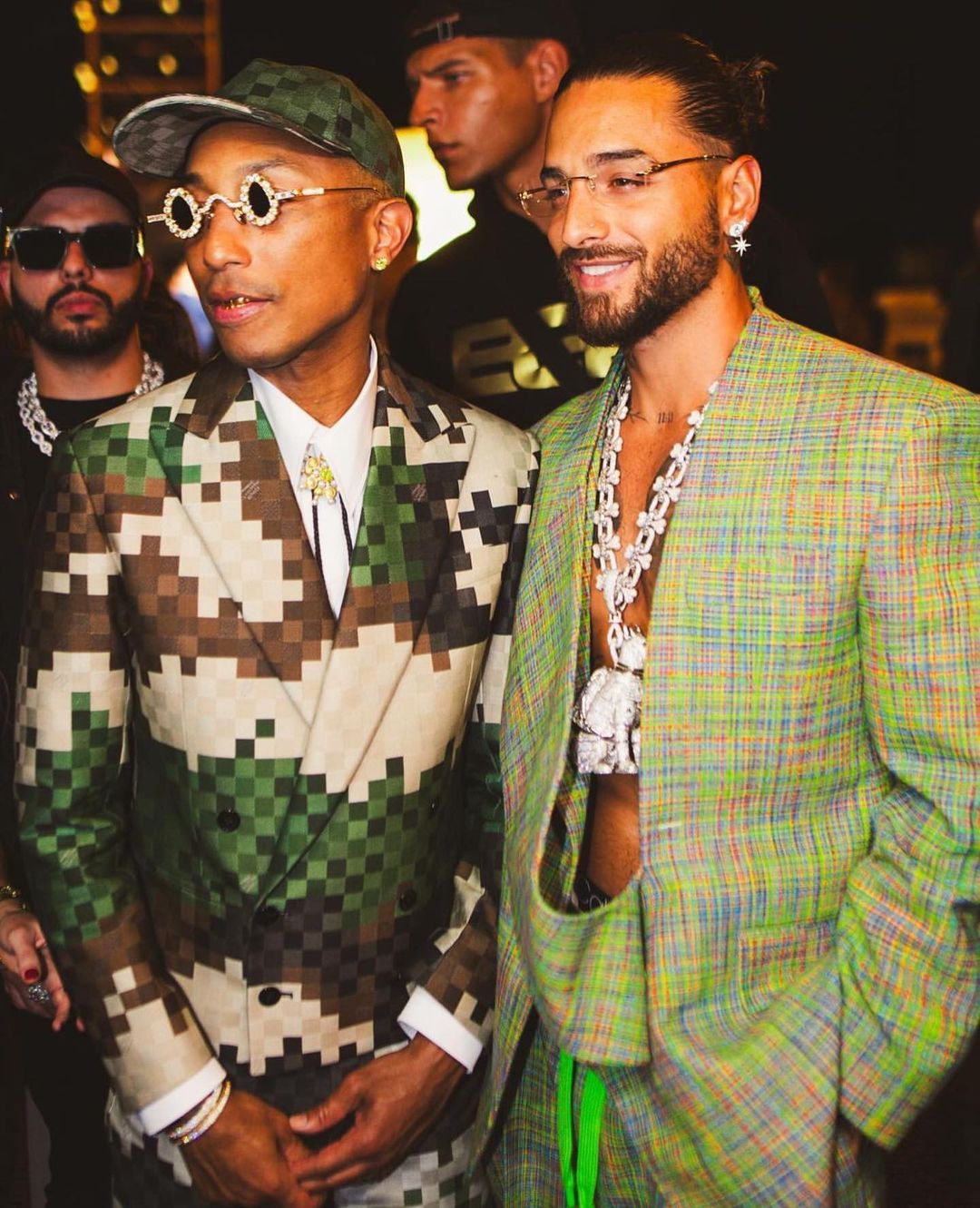 Styled By Ugo Mozie, Maluma Graced Pharrell Williams' Louis Vuitton Debut  Show In Paris