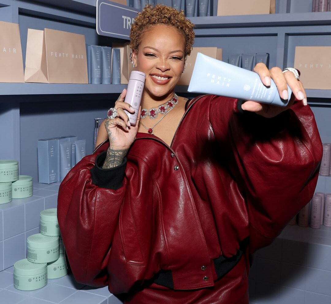 How Rihanna Slayed Natural Hair & Monochrome Dressy Casual at FENTY HAIR’s Launch Party