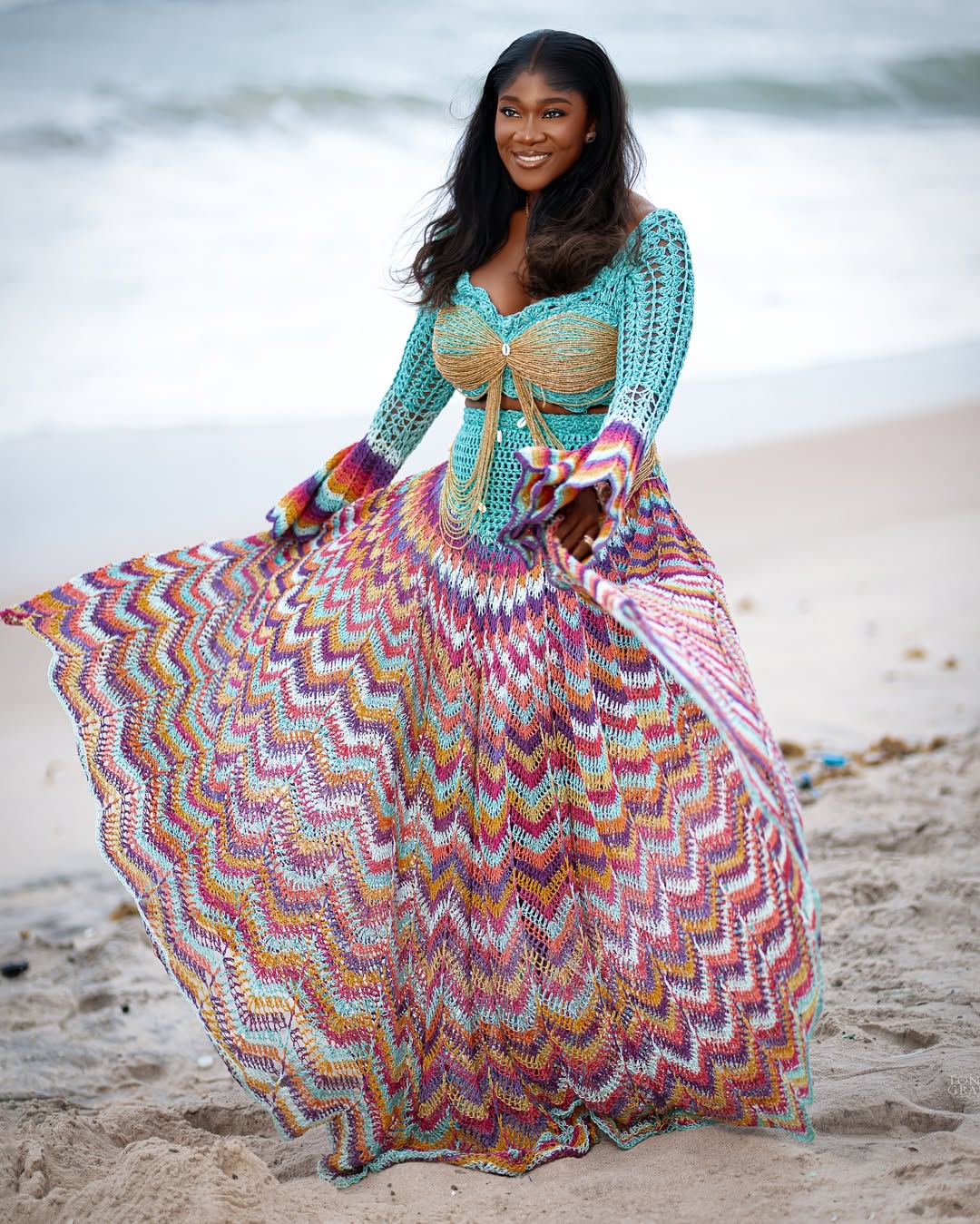 Mercy Johnson Okojie Rings in Her Birthday in Gorgeous Crochet Style