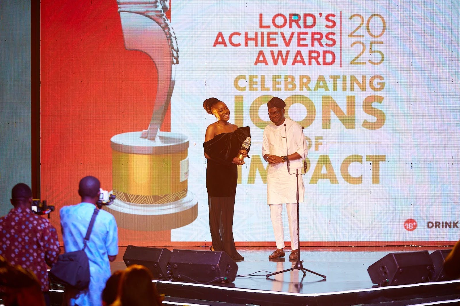 Kaline Njoku receiving Film and Entertainment award