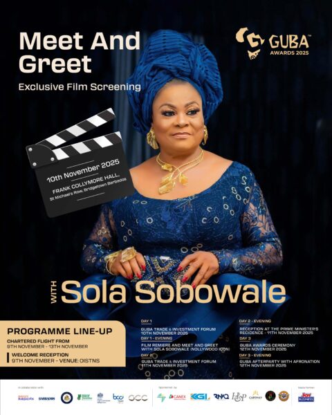 Top Nollywood Stars Sola Sobowale, Tola Odunsi & Stan Nze to Join Historic GUBA Awards in Barbados