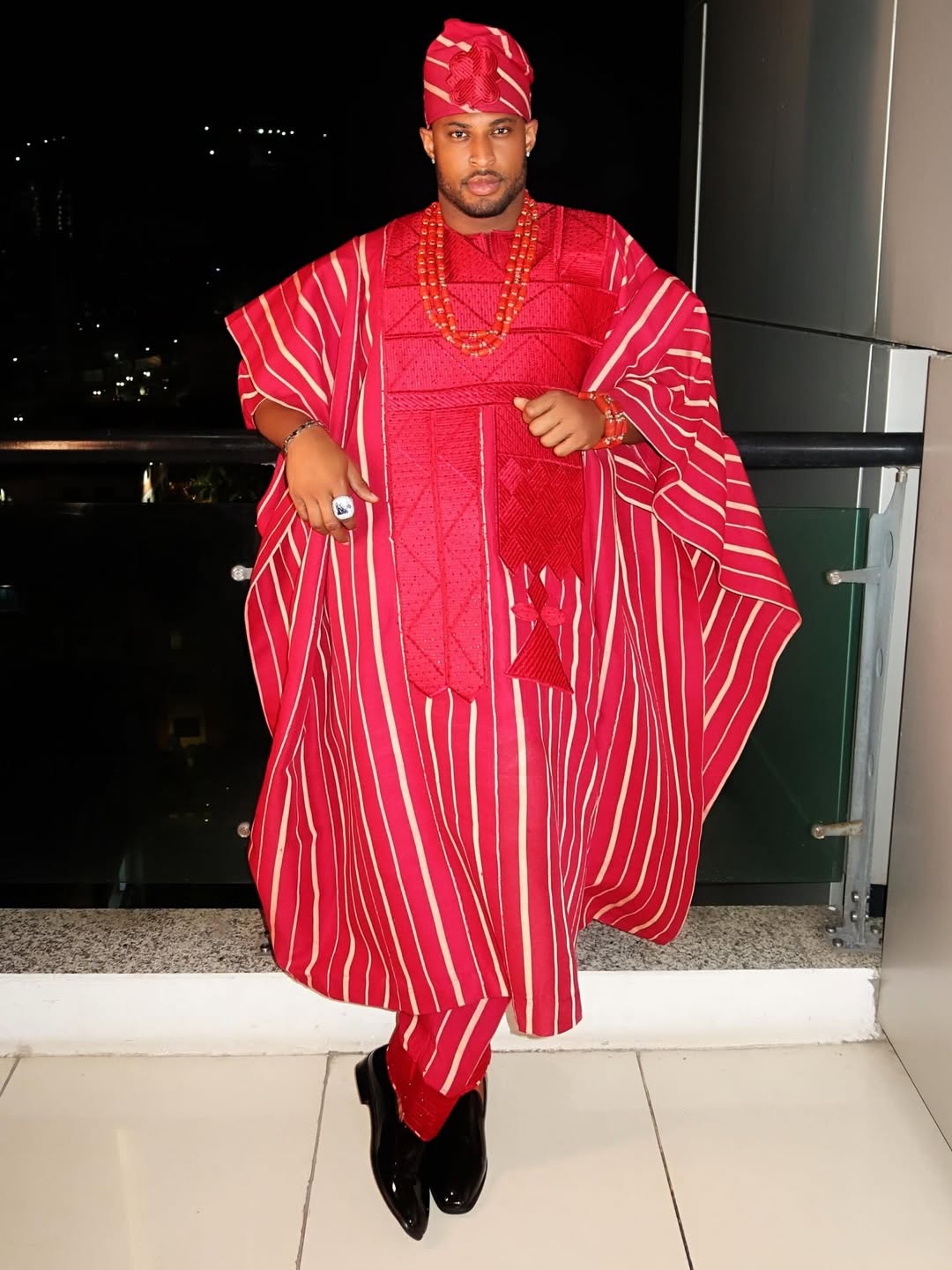 Kaybobo’s Red Yoruba Agbada Is Giving All the Festive Vibe