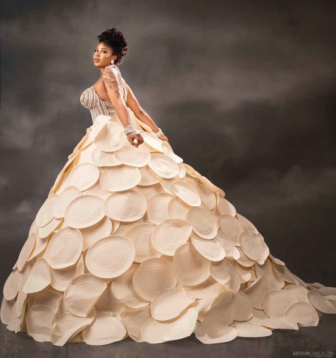 Premium Serving! BBNaija’s Imisi & Tiannah Styling Debut Plastic Plate Gown for Her Birthday