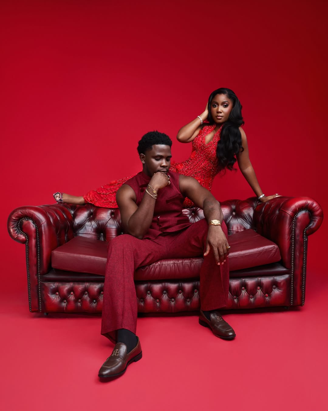 Femi Dapson & Simi Sanya’s Red Pre-Wedding Photos | See Every Detail of the Shoot