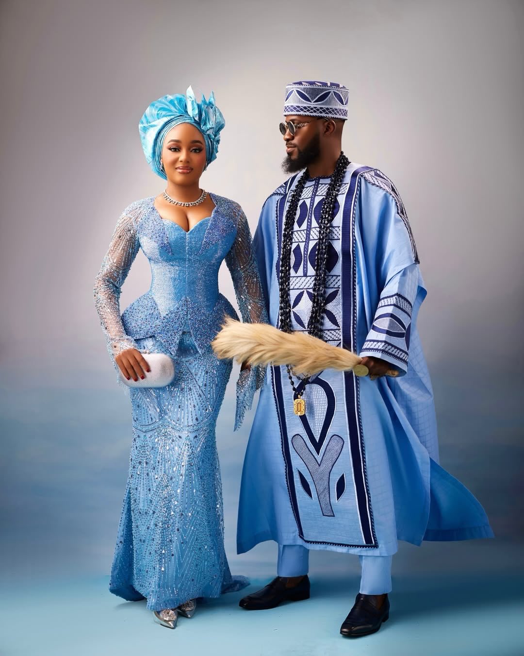 Akin Faminu & Kiky Festus Show Up in Soft Powder Blue Couple Style We Love