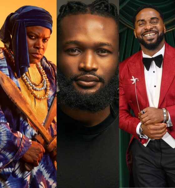 A collage featuring AMVCA 12 Best Supporting Actor nominees Gabriel Afolayan, Bucci Franklin, and Uzor Arukwe.