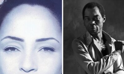 A side-by-side collage featuring Sade Adu in the Performer category and Fela Kuti in the Early Influence category, both inducted into the Rock & Roll Hall of Fame Class of 2026.