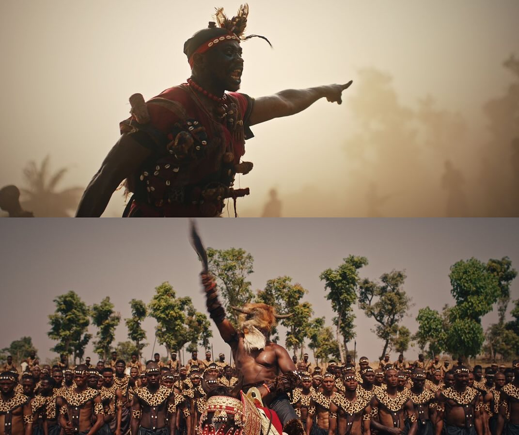 Lateef Adedimeji as Lisabi leading warriors in the historical epic Lisabi A Legend Is Born.
