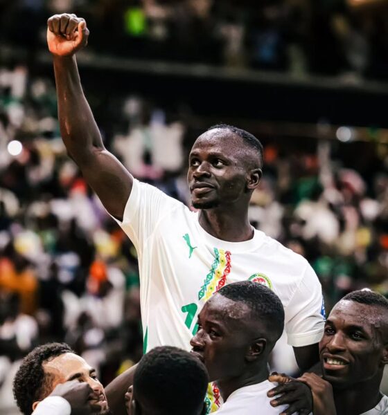 Sadio Mané and Senegal national team celebrating 2026 World Cup qualification after win over Mauritania.