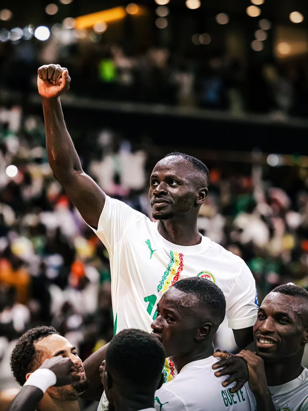 Sadio Mané and Senegal national team celebrating 2026 World Cup qualification after win over Mauritania.