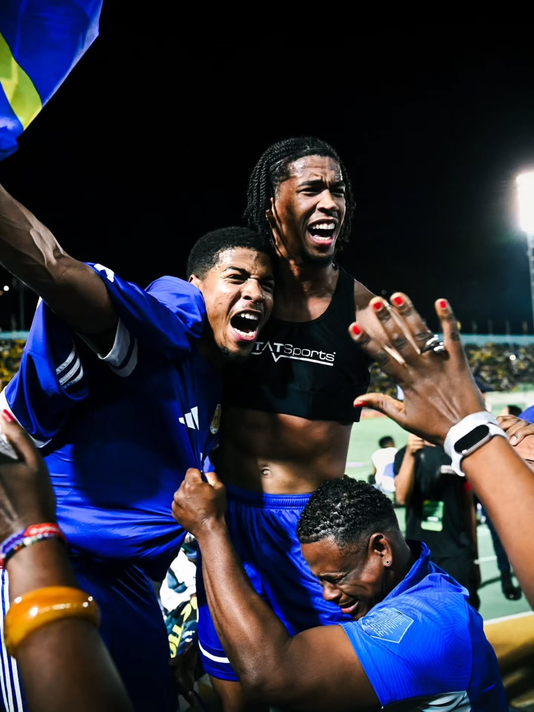 Cabo Verde Blue Sharks football team celebrating historic first-ever FIFA World Cup qualification.