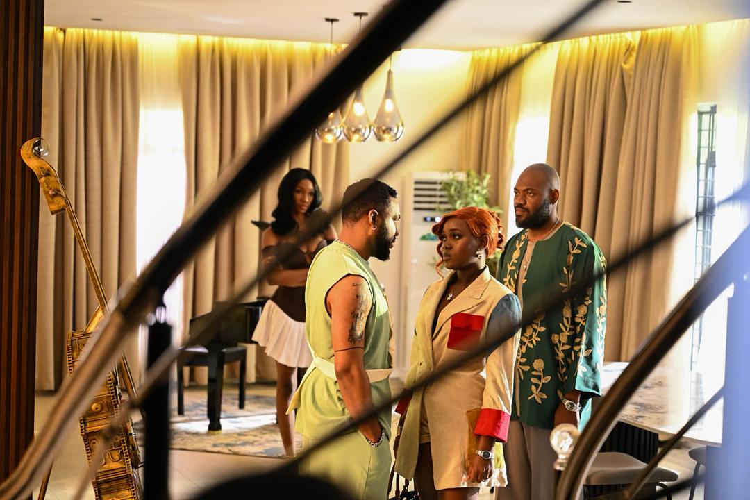 Osas Okonyon as Evi in a dramatic confrontation scene on the set of the movie Evi.