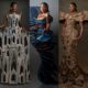 A collage of Nana Akua Addo’s three wearable art looks for the 12th AMVCA.