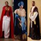 BBNaija Season 10 stars Dede, Kaybobo, Imisi, Jason Jae, Mensan, and Shaun in diverse traditional outfits for AMVCA 12.