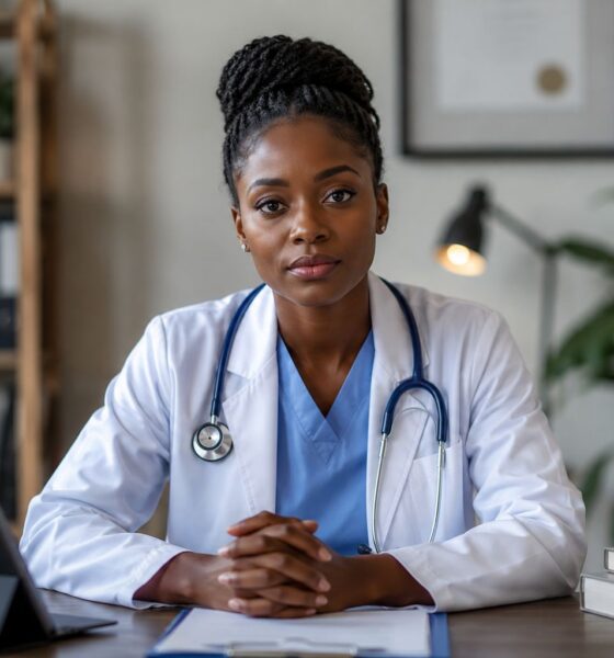 AI-generated illustration of a Nigerian medical professional for NCDC Hantavirus advisory.