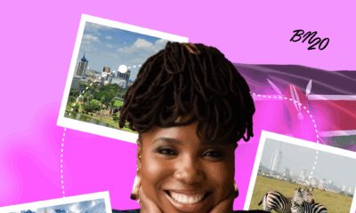 BellaNaija's Funmilola in a branded travel announcement graphic for the Africa Soft Power Summit 2026 in Nairobi, Kenya, featuring images of the Nairobi skyline, Uhuru Monument, and zebras on the Kenyan savannah