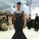 Venus Williams in a black sequin mermaid gown with a Swarovski silver crystal neckpiece at the 2026 Met Gala red carpet