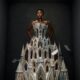 Nana Akua Addo in a grey architectural cathedral-inspired gown by Mohammed Abbas Ossu, made in Lagos for the 2026 AMVCA.