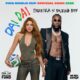 Official single cover for "Dai Dai" featuring Shakira holding a football and Burna Boy in an open black suit jacket and diamond chains.