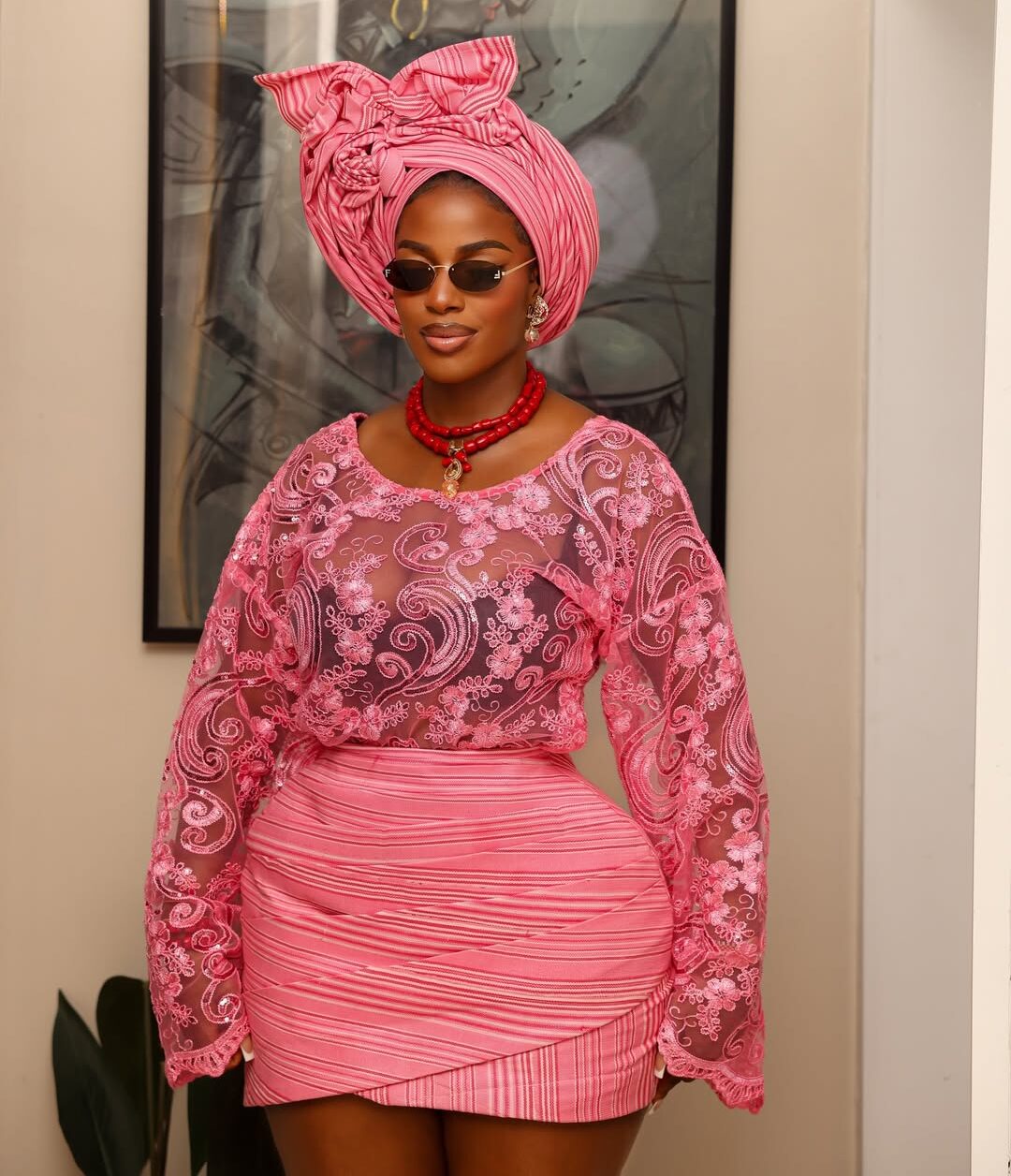 Hilda Baci’s Pink Bùbá and Mini Skirt Look Is Your Next Owambe Inspo