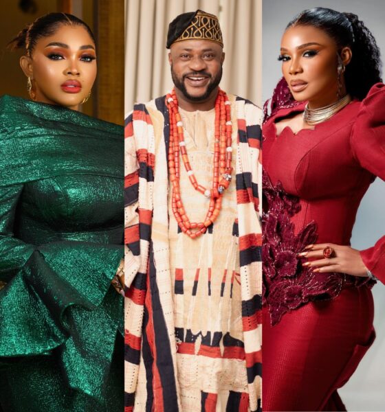 Principal cast members Mercy Aigbe, Odunlade Adekola, and Iyabo Ojo for EbonyLife Films' 2026 adaptation of The Secret Lives of Baba Segi's Wives.