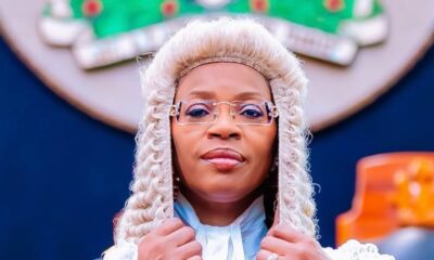 Oyinkansola Badejo-Okusanya SAN wearing ceremonial legal wig and robes during her swearing-in as Senior Advocate of Nigeria.