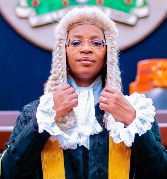 Oyinkansola Badejo-Okusanya SAN wearing ceremonial legal wig and robes during her swearing-in as Senior Advocate of Nigeria.