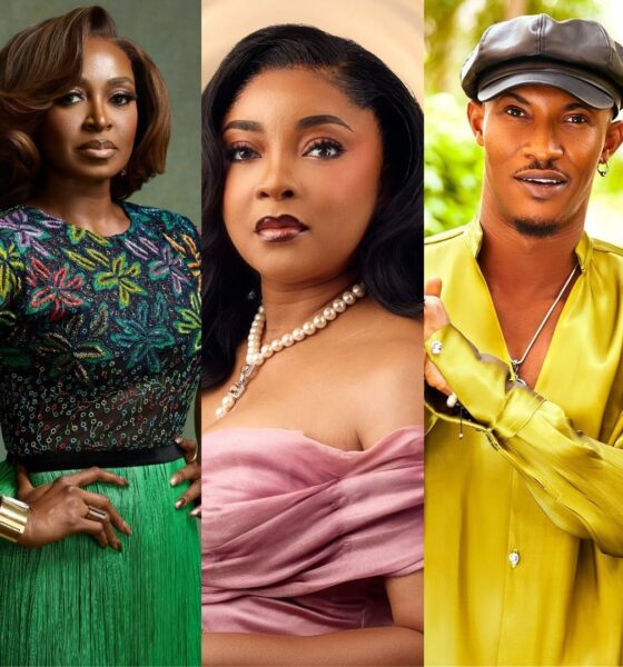 Split poster featuring Kate Henshaw, Linda Ejiofor-Suleiman, and Gideon Okeke starring in Bobo Omotayo's London Life Lagos Living stage play.