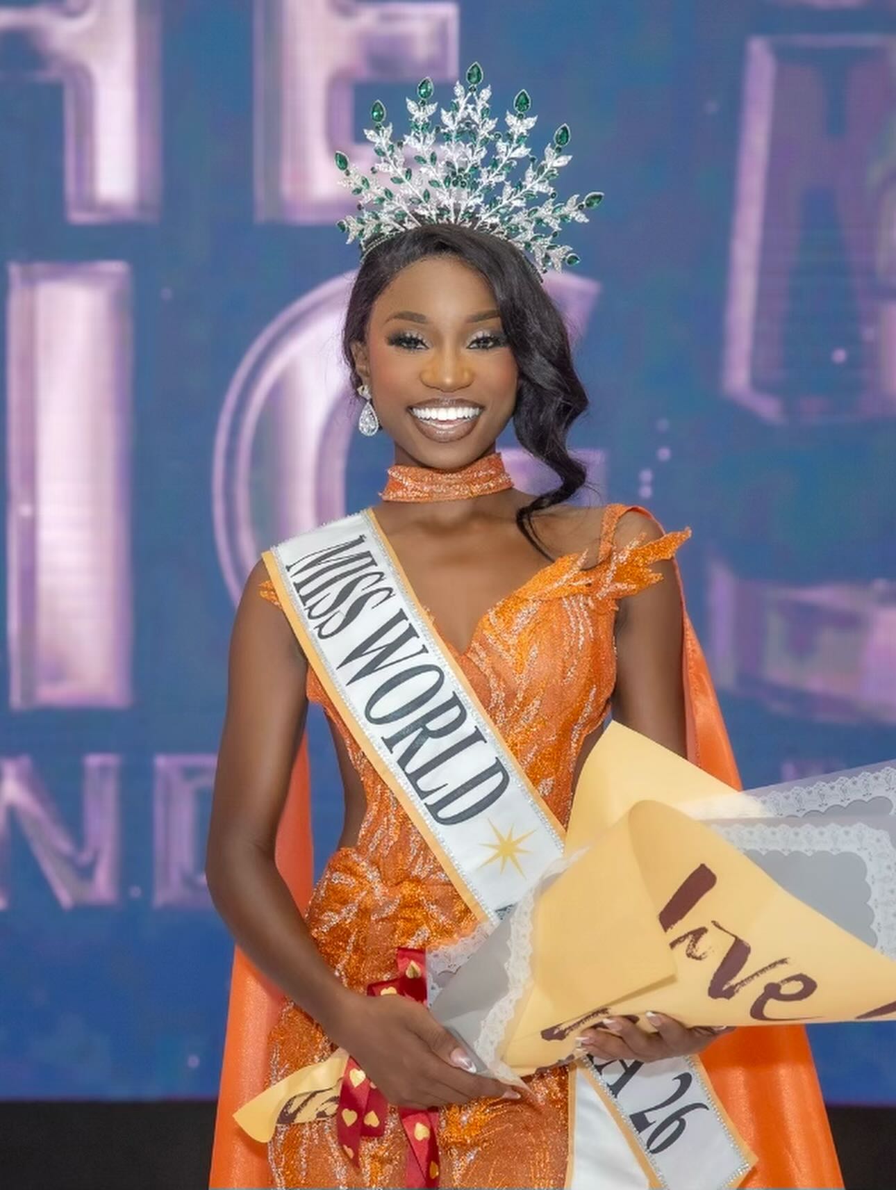 Dr Adah Mushibi in her crown and official sash as Miss World Zambia 2026.