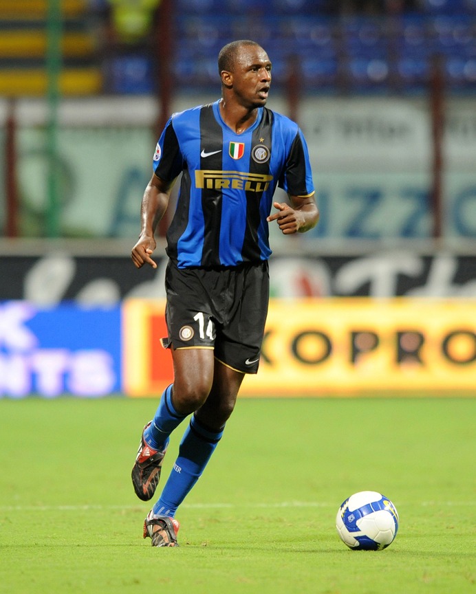 Patrick Vieira playing for Inter Milan in Serie A during a match on the pitch