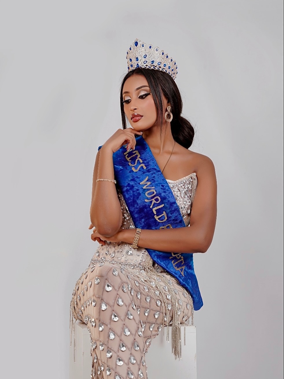 Ruth Yirgalem in her crown and official sash as Miss World Ethiopia 2026.