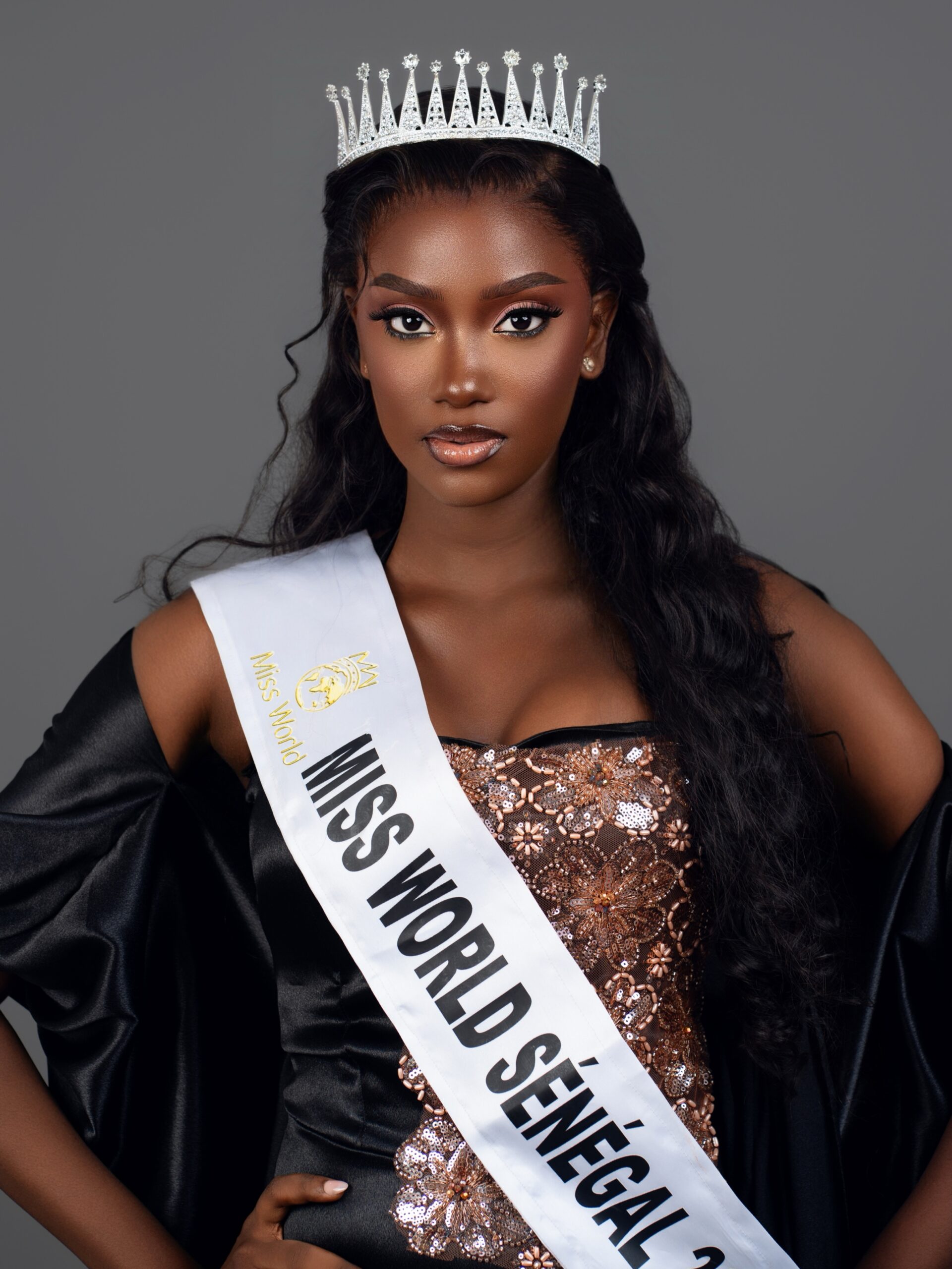 Fatoumata Diop in her crown and official sash as Miss World Senegal 2026.