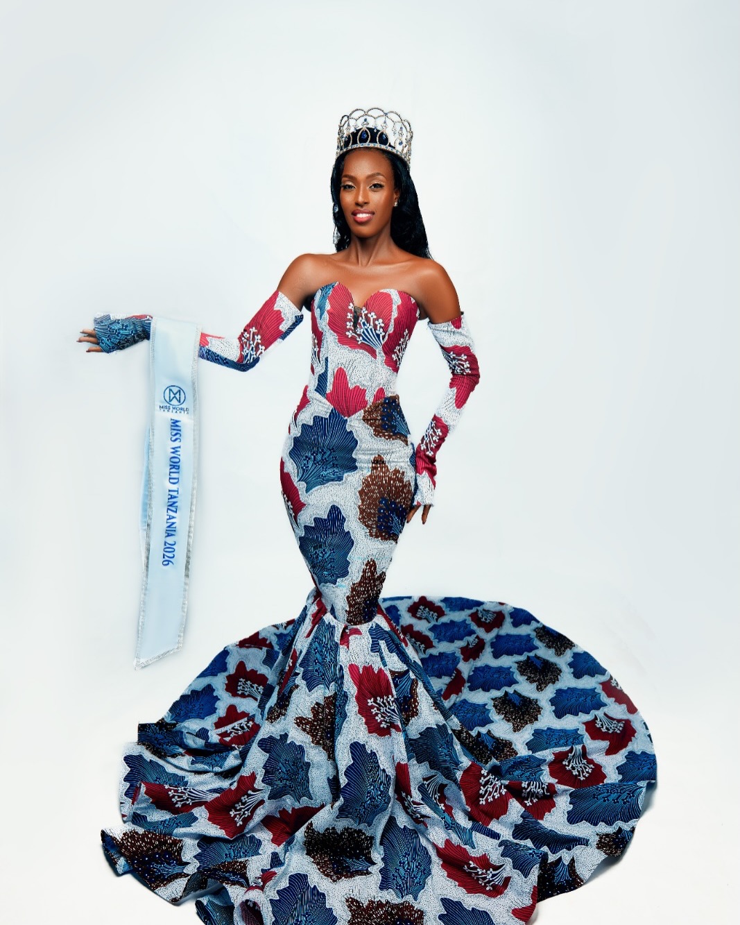 Latricia Ian Sawe in her crown and official sash as Miss World Tanzania 2026.