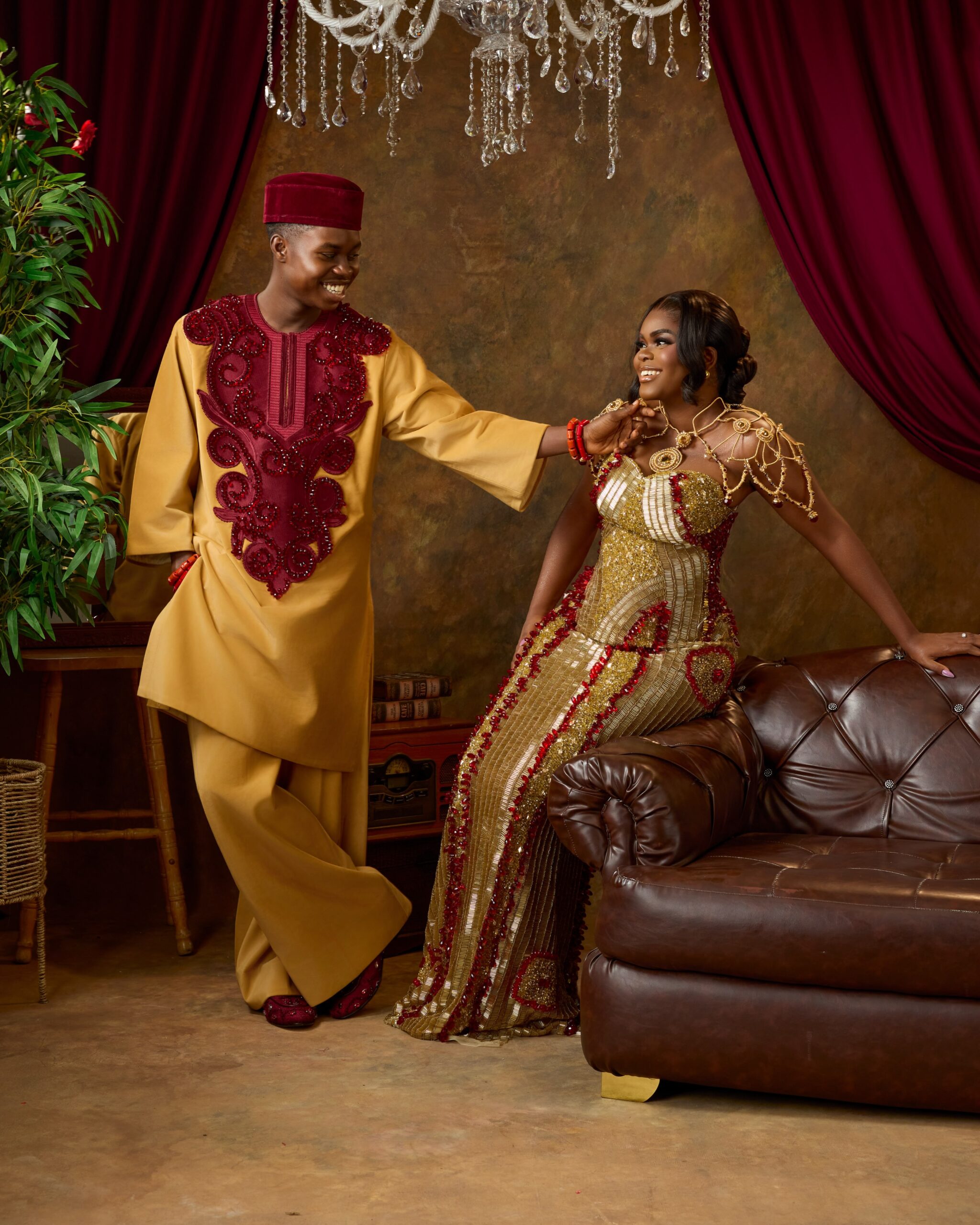 Peller & Jarvis Served Gold, Crimson & Velvet Royalty at Their Traditional Wedding Reception