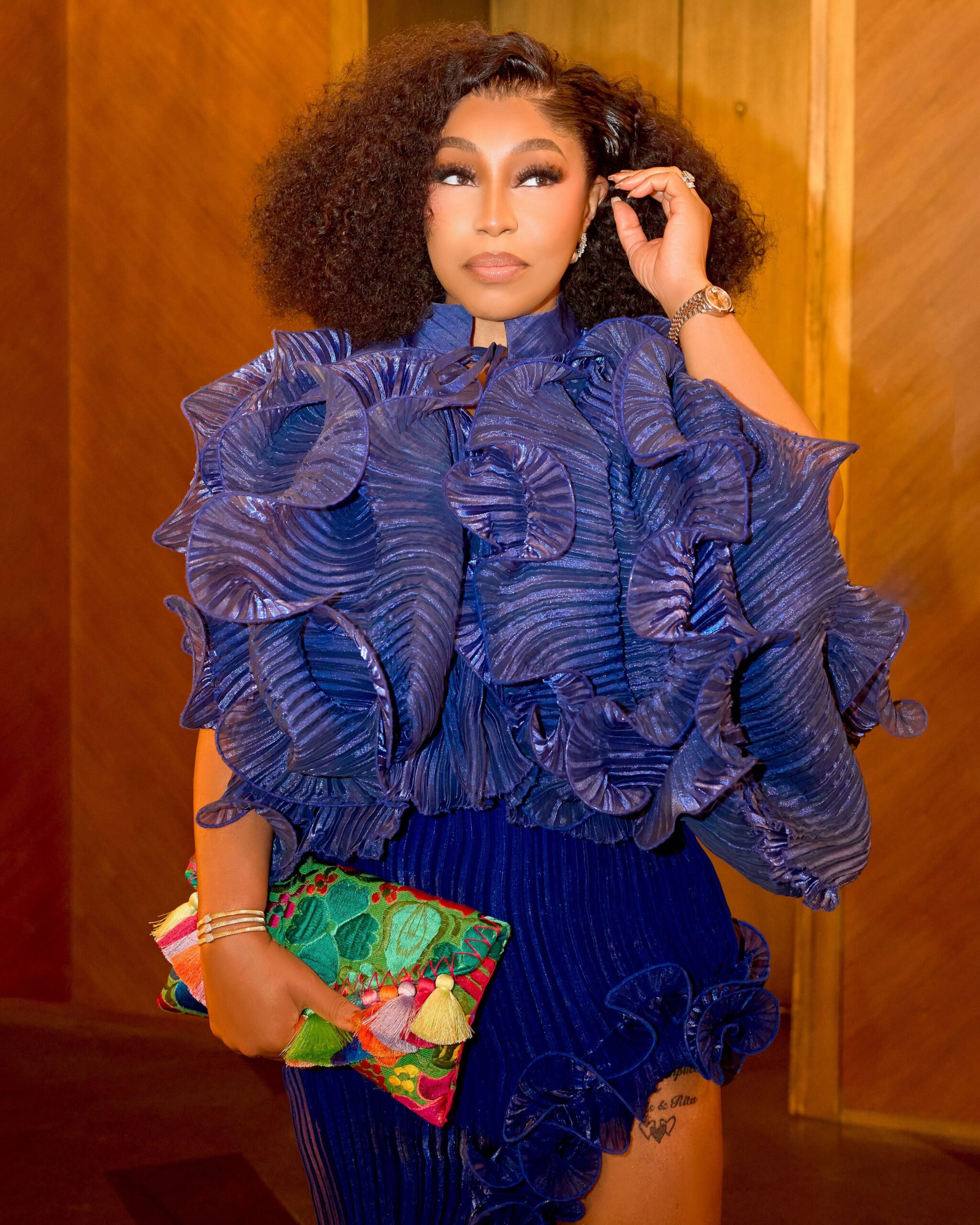 If You’ve Been Wondering How to Style a Blue Two-Piece, Rita Dominic Has the Answer