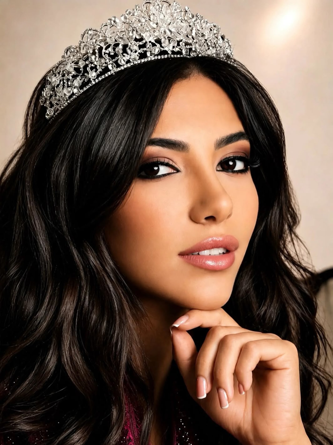 Chirihan Chergui in her crown as Miss World Morocco 2026.