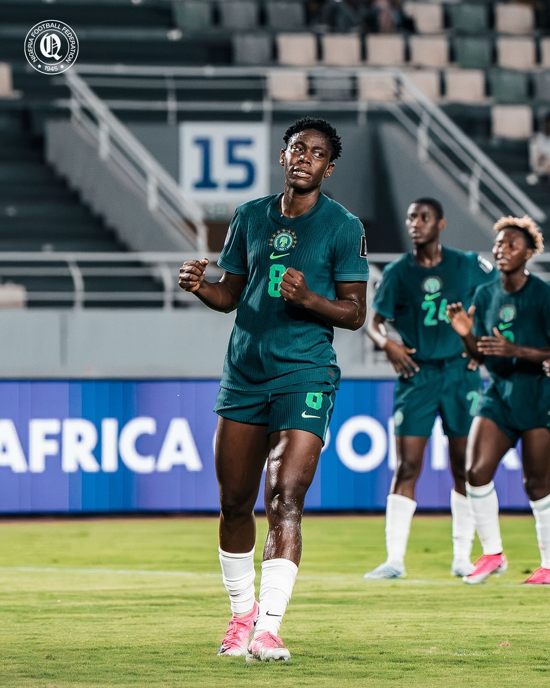 Asisat Oshoala playing for Nigeria Super Falcons in the WAFCON 2026 group stage match against Egypt.