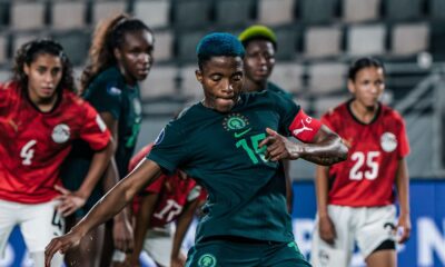 Rasheedat Ajibade kicking a penalty for Nigeria Super Falcons during the WAFCON 2026 match against Egypt in Rabat.