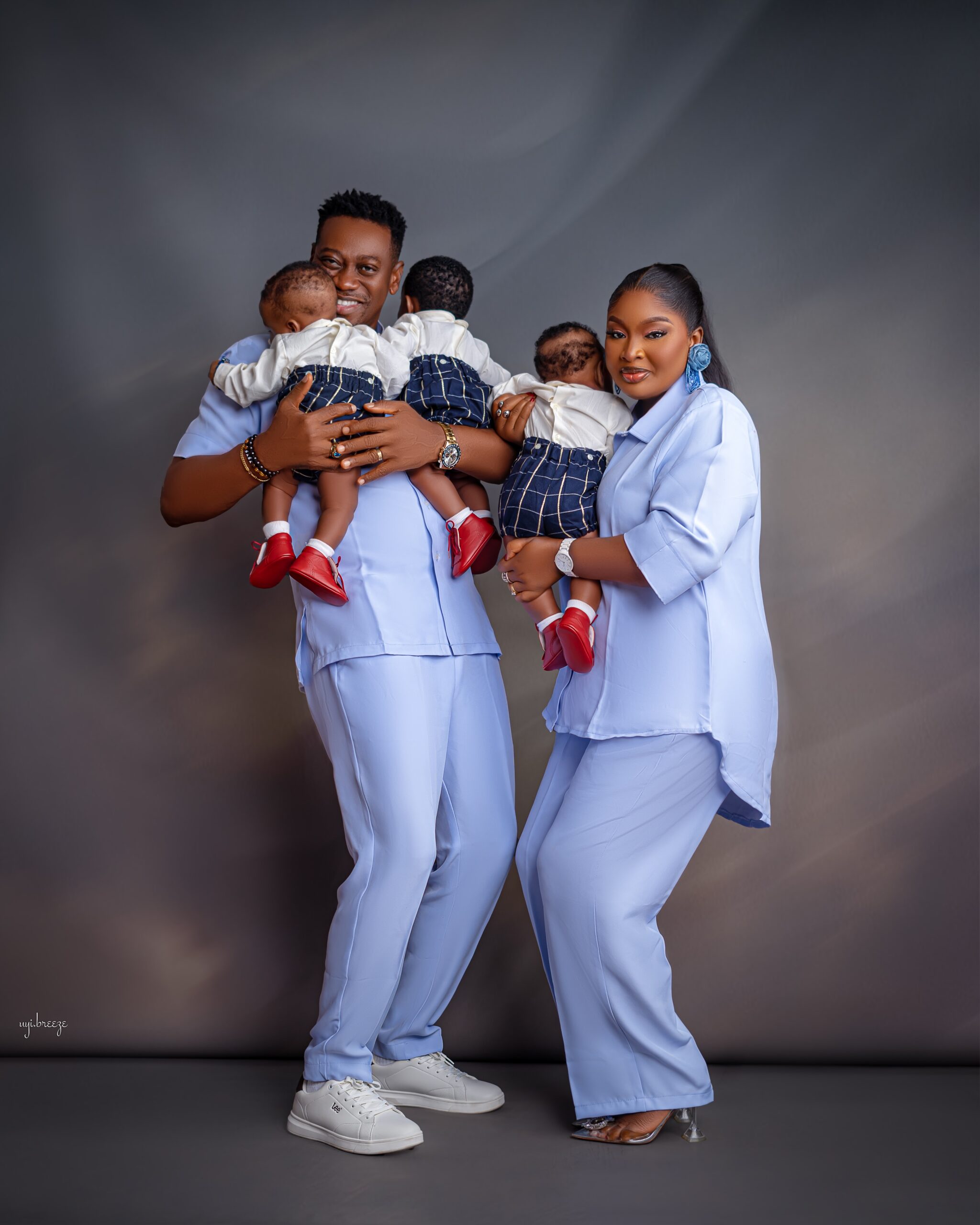 Lateef Adedimeji and Mo Bimpe with their three sons, Rahman, Raheem, and Rakeeb.